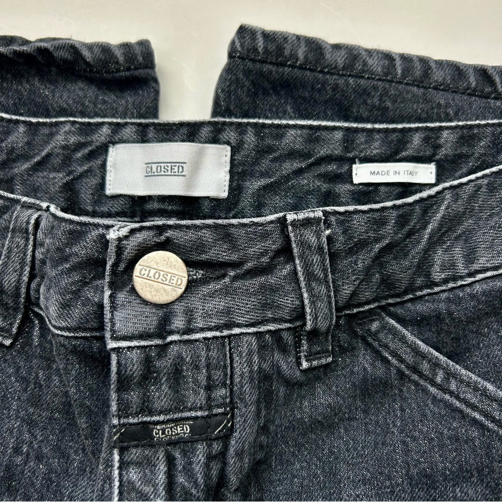 Closed Leyton Ultra High-Rise Cropped Wide-Leg Carpenter Jeans Gray Grey Sz 28 - Picture 12 of 16